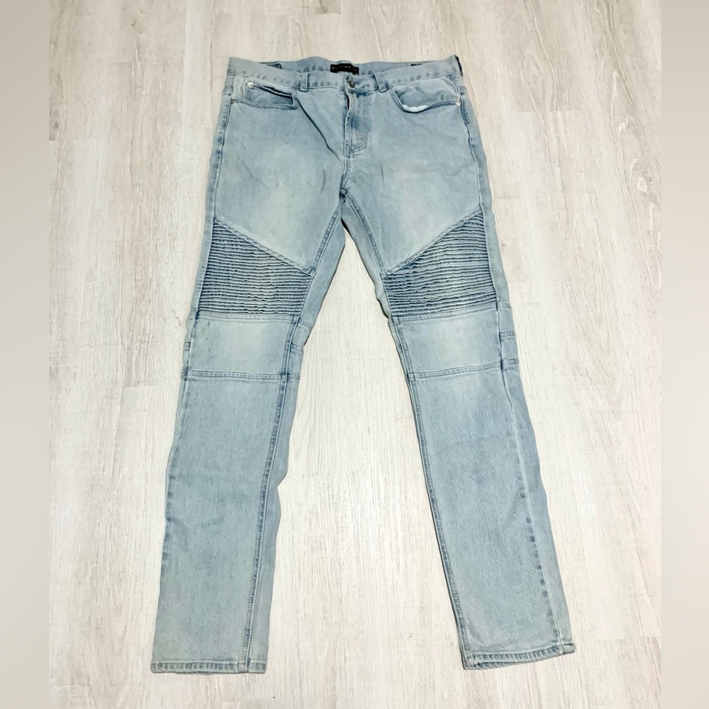 Bullhead Jeans Stacked Skinny Moto Denim Blue  32x32